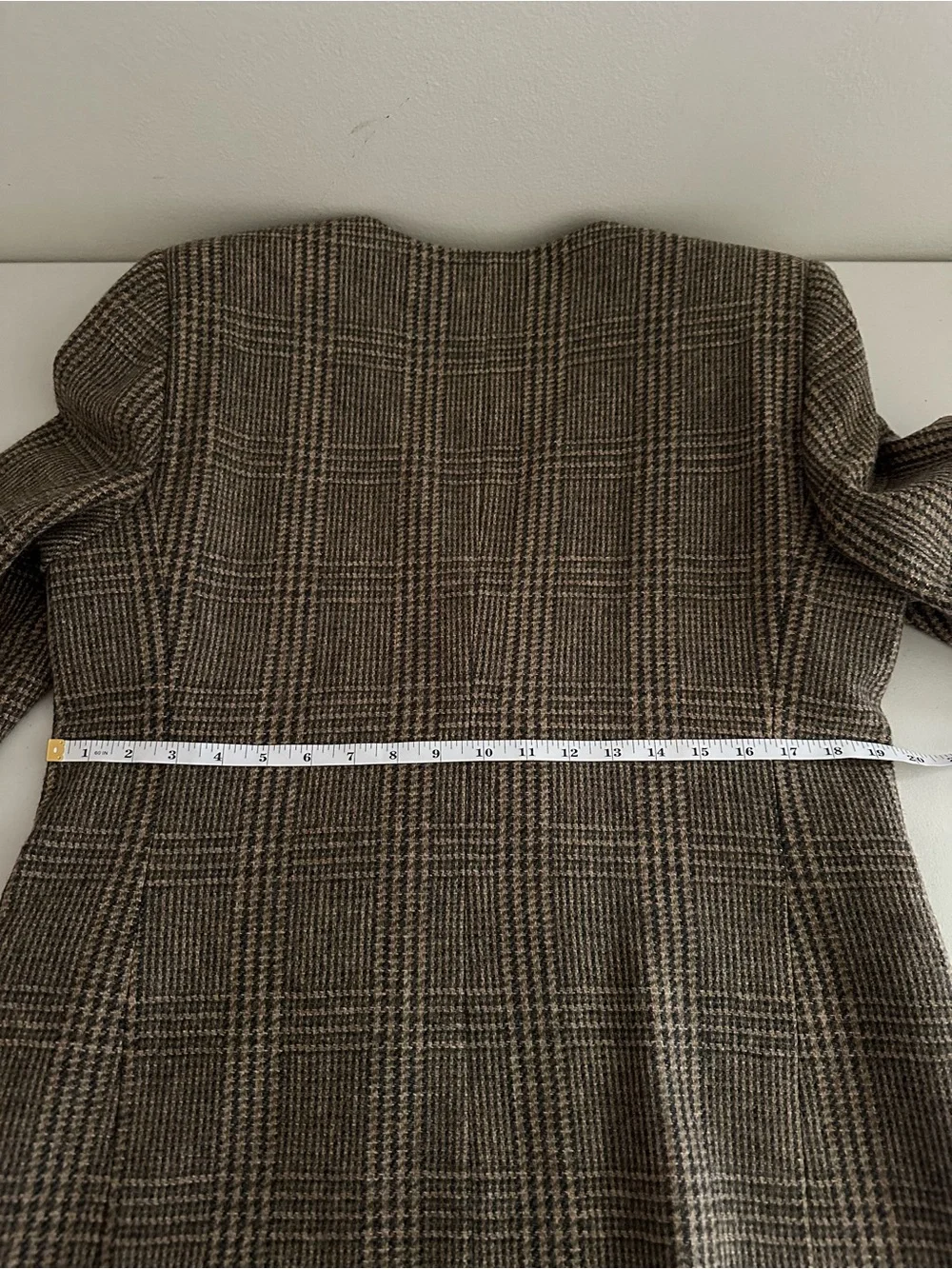 Vtg Charter Club Classic 100% Wool Plaid Skirt Suit Set Size 12 Brown Glen Plaid